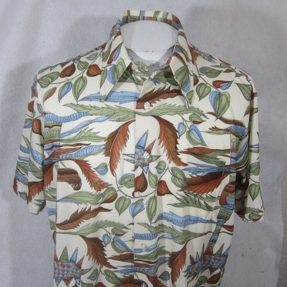Arrow vintage Men sport shirt s/s pit to pit 25 XL 1970s Disco print polyester - Picture 5 of 10